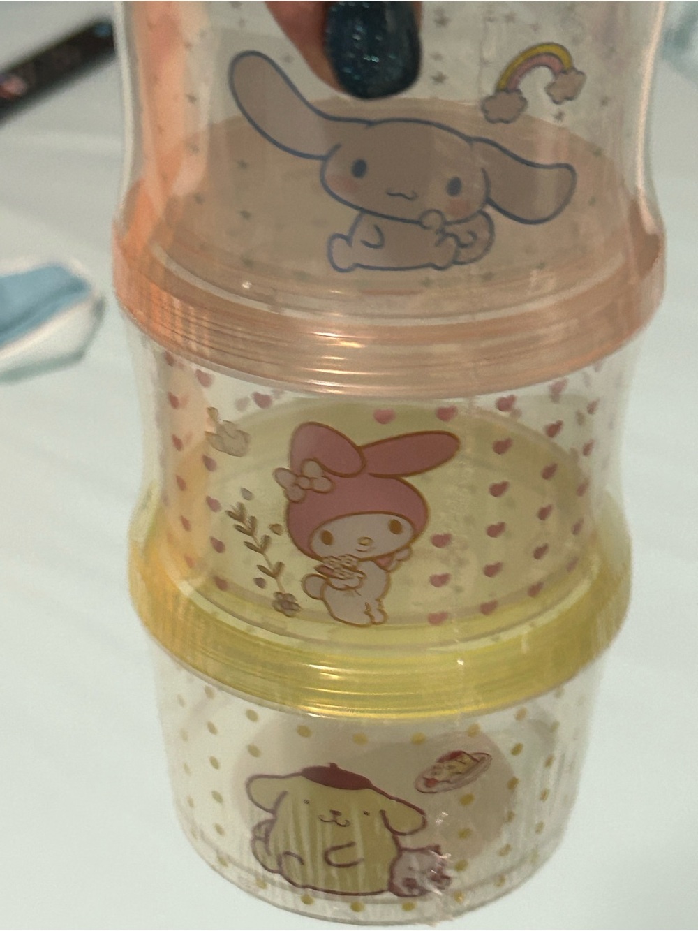 Sanrio Character Stackable Containers - Pink, Yellow, Peach